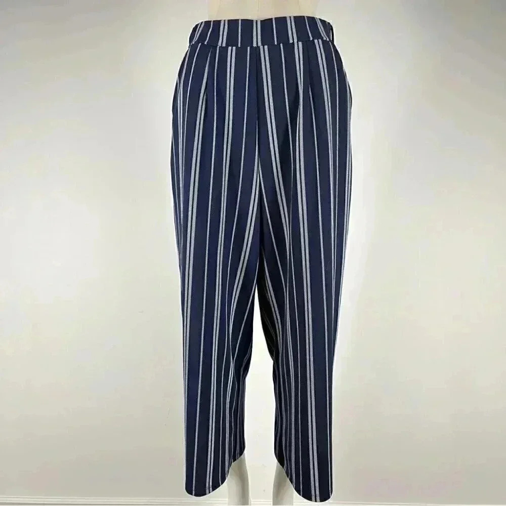 Amanda Green cropped wide leg pants striped size s